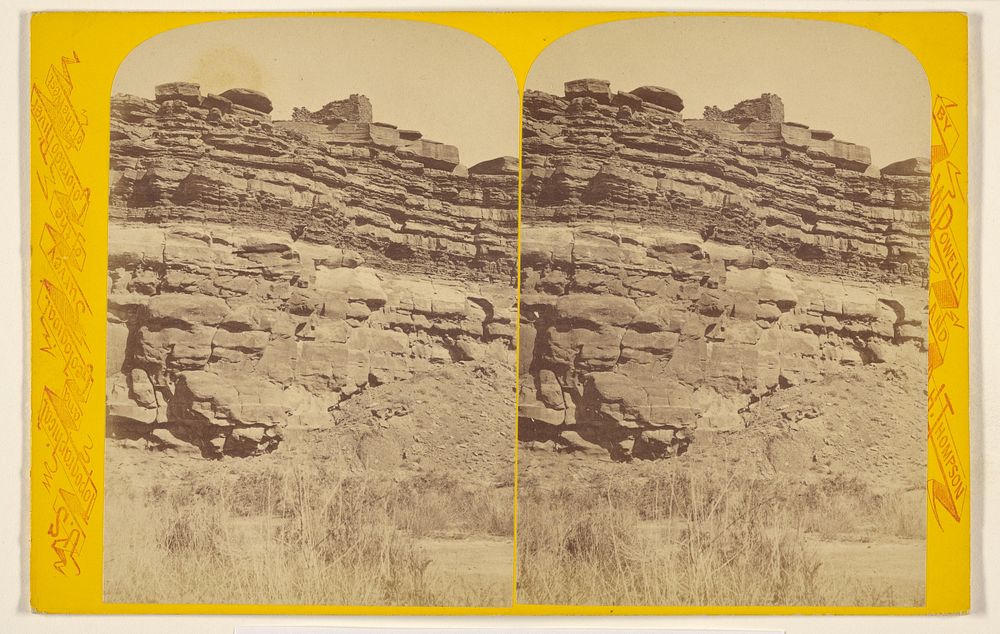 Ancient Ruins on the Cliffs of Glen Canon, seen from the foot of the Cliff. [Colorado Valley] by James H Fennemore