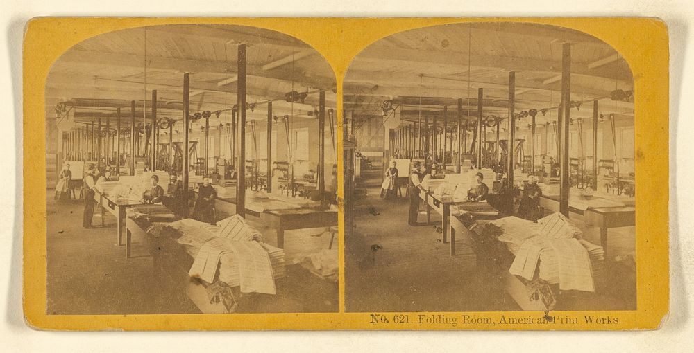 Folding Room, American Print Works. by Benjamin West Kilburn