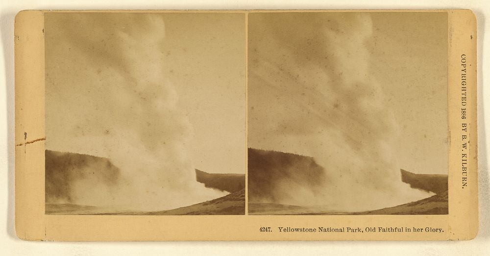 Yellowstone National Park, Old Faithful in her Glory. by Benjamin West Kilburn