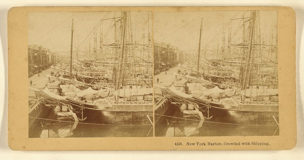 New York Harbor, Crowded with Shipping. by Benjamin West Kilburn