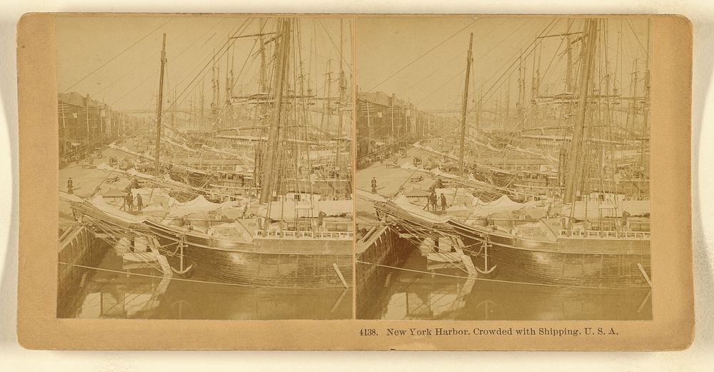 New York Harbor, Crowded with Shipping. U.S.A. by Benjamin West Kilburn