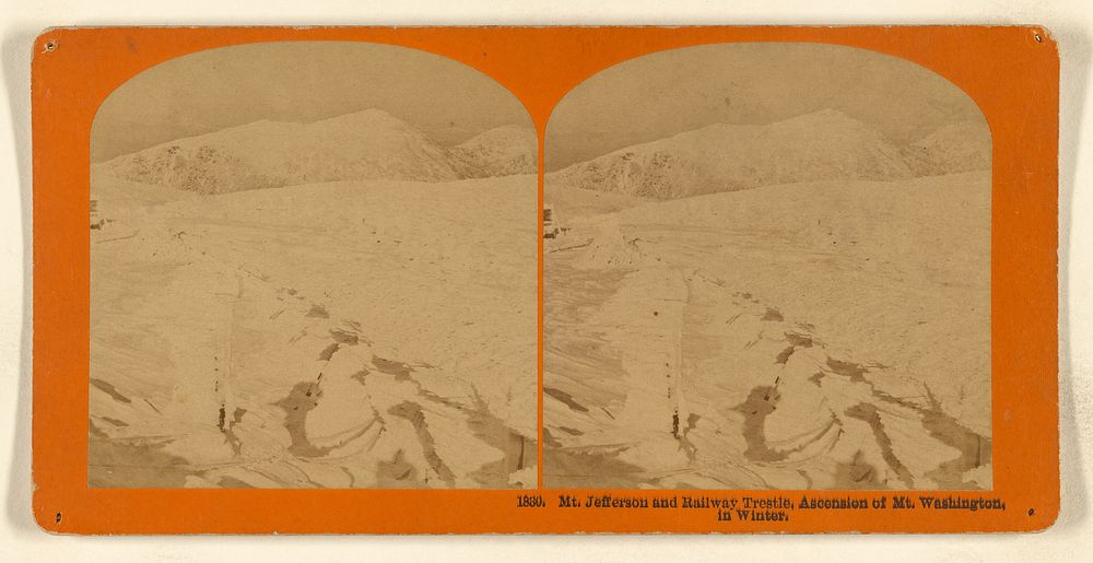 Mt. Jefferson and Railway Trestle, Ascension of Mt. Washington, in Winter. by Benjamin West Kilburn