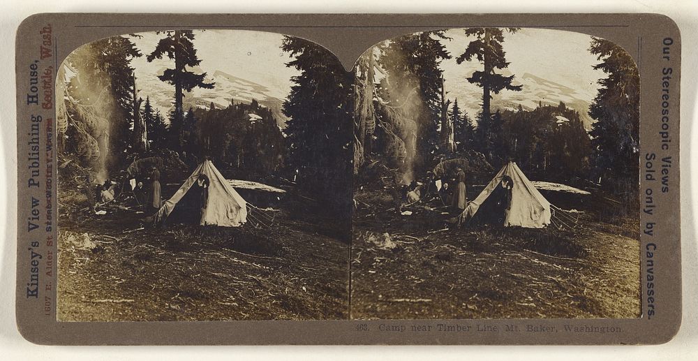 Camp near Timber Line, Mt. Baker, Washington. by Darius Kinsey