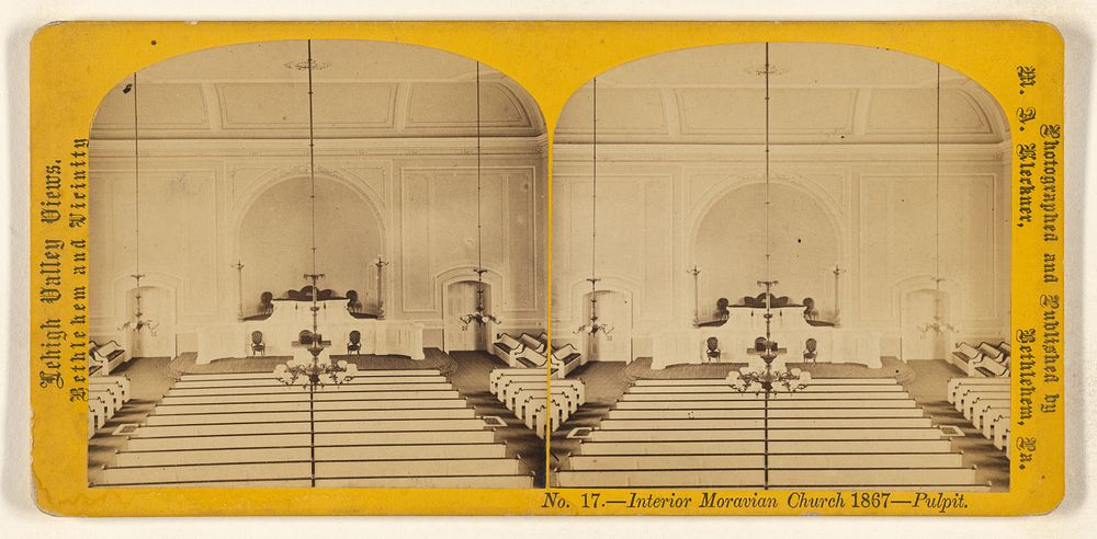Interior Moravian Church 1867 - Pulpit. [Bethlehem, Pa.] by M A Kleckner