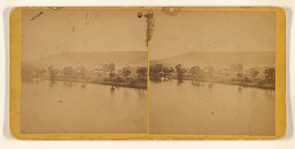 View of Lehigh River and Zinc Works, from New Street Bridge - Lehigh Mountains in the distance. by M A Kleckner