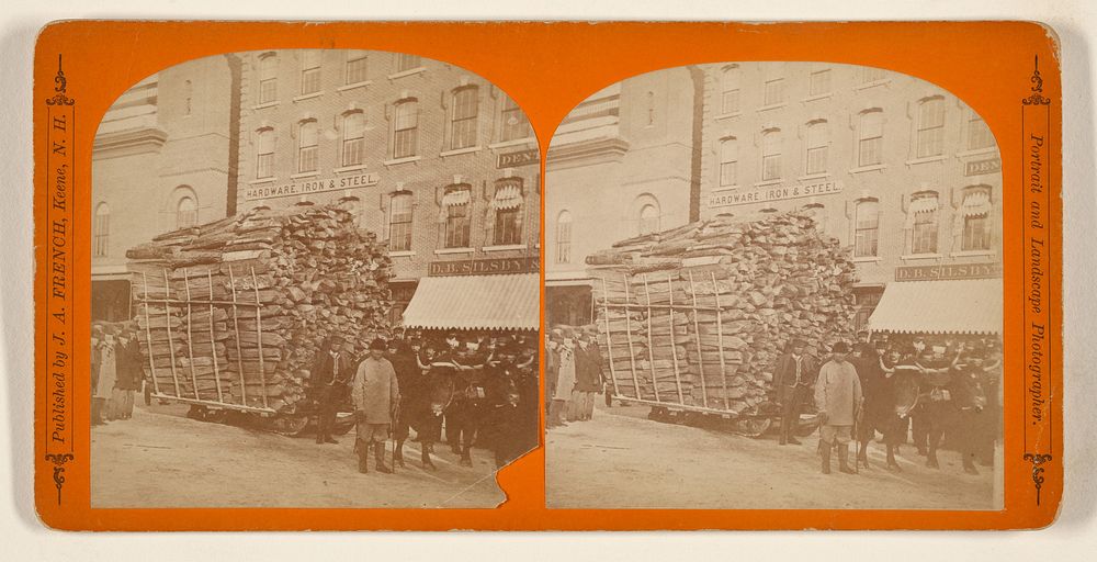 Load of wood containing 11 3/4 cords, drawn into Keene, N.H. by Jotham A French