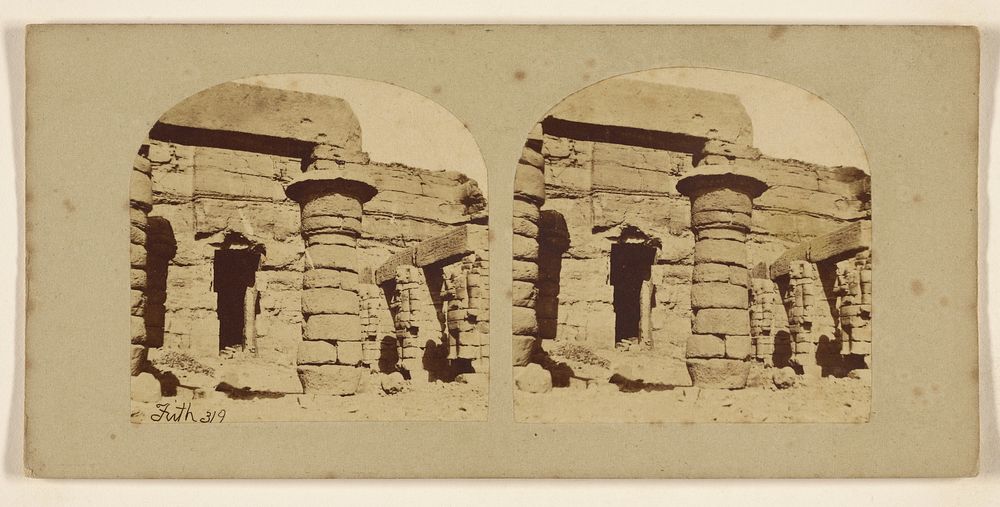 The Exterior Portico of the Rock Temple of Cerf Hassann, (or Gorche), in Nubia. by Francis Frith