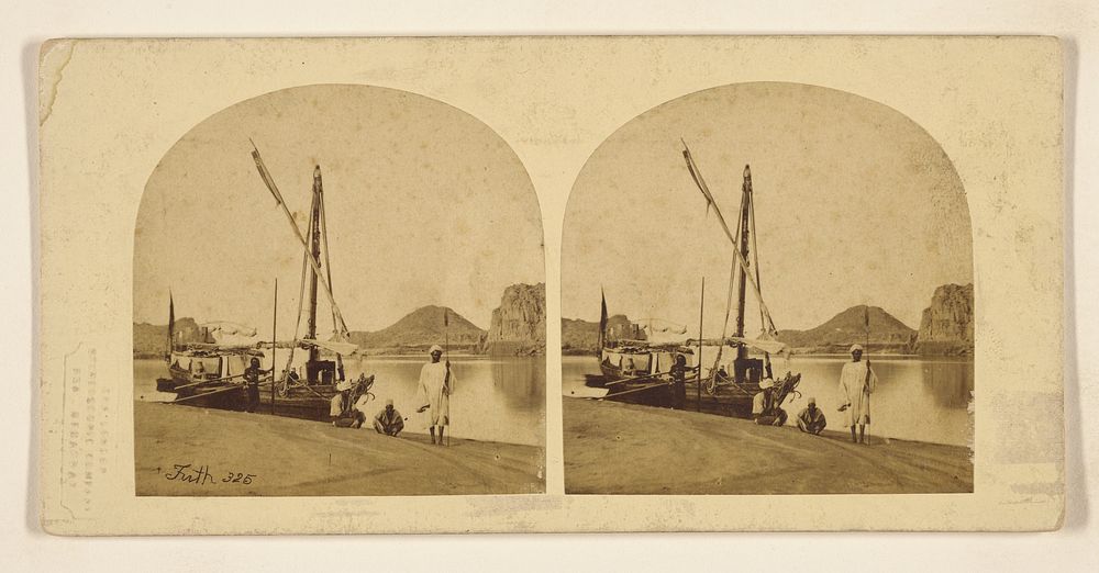 Traveller's Nile Boat, or "Dahabeeh," with Nubian Scenery and Figures. by Francis Frith
