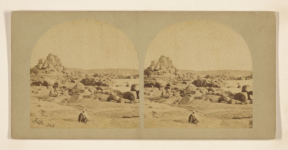 The Remarkable Granite Formation, Between The First Cataract and Philae, with a Distant View of That Island. by Francis Frith
