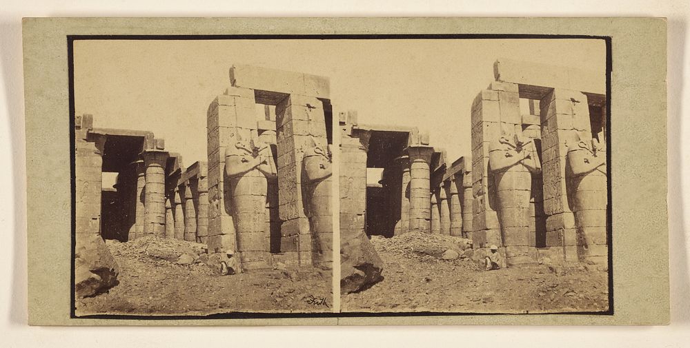 Carved columns, possibly at Thebes by Francis Frith