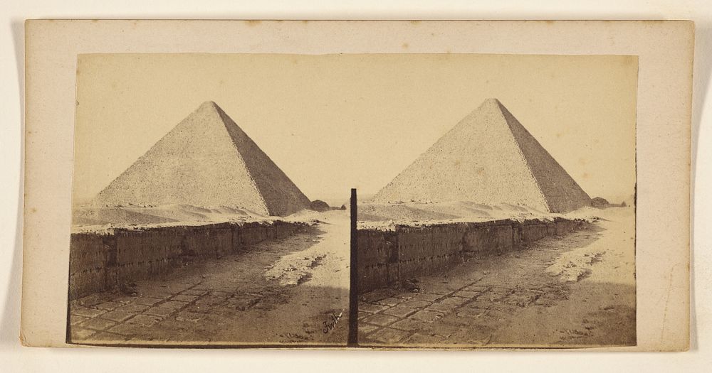 Pyramid with brick walkway in foreground by Francis Frith