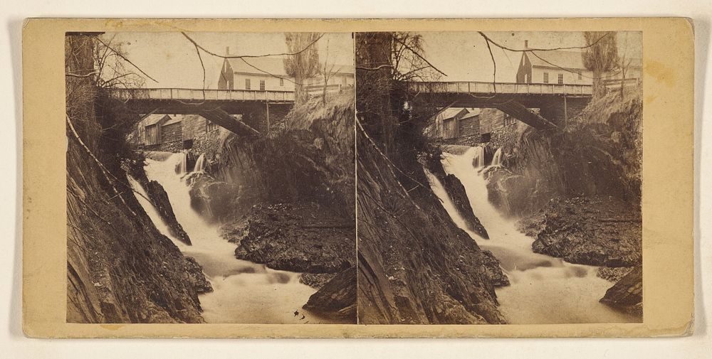 Hills and Dales of New England. At Springfield, Vermont. Black River Falls. The Main Fall from below the Bridge. by Franklin…
