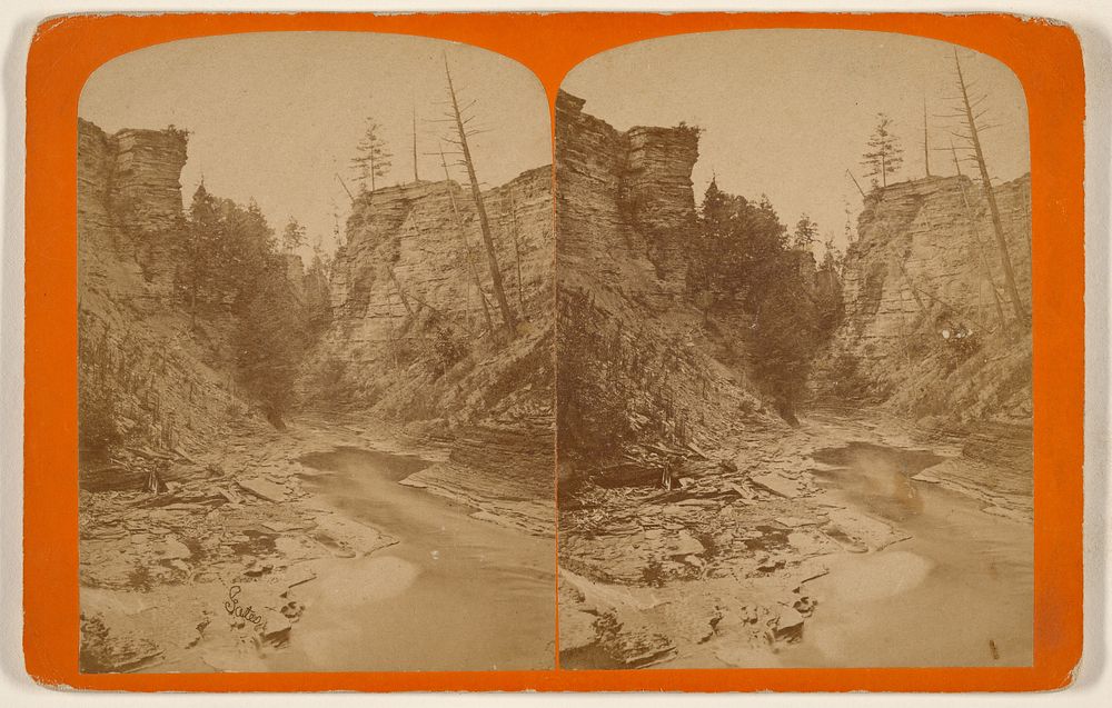 Looking up from Quarry Gorge in upper Ravine [Cayuga Lake, N.Y.] by George F Gates