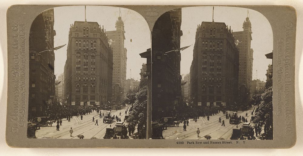 Park Row and Nassau Street, N.Y. by Carleton H Graves