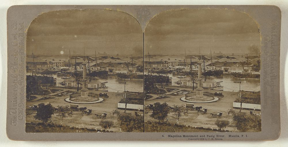 Magellan Monument and Pasig River. Manila, P.I. by Carleton H Graves