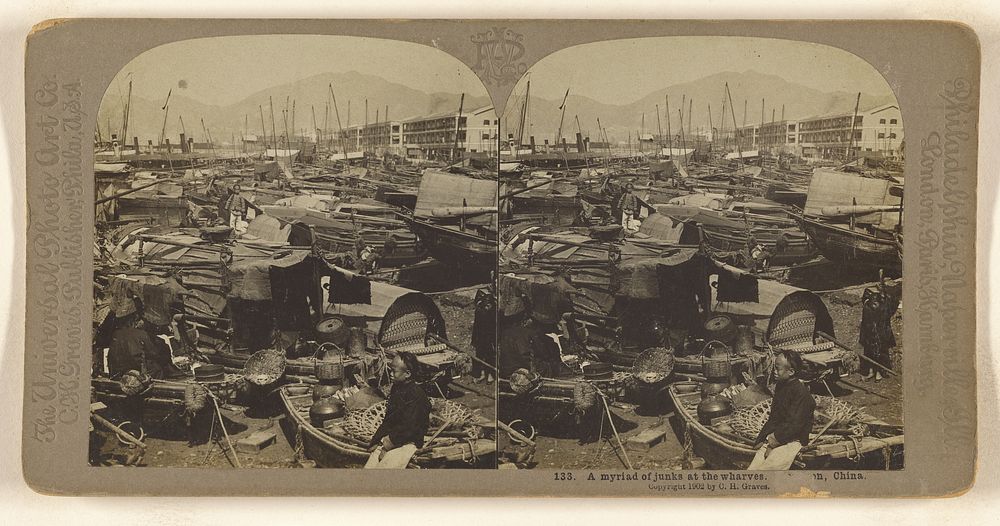 A myriad of junks at the wharves. [-illeg.], China. by Carleton H Graves