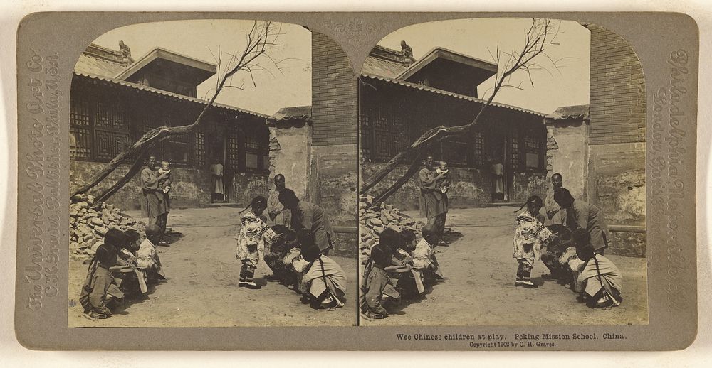 Wee Chinese children at play. Peking Mission School. China. by Carleton H Graves