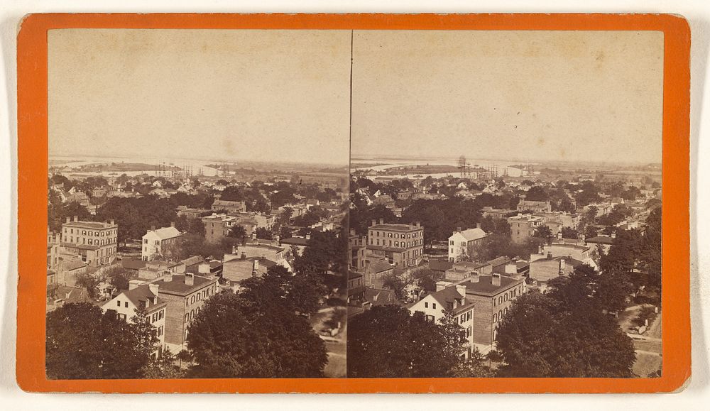 Panoramic View of Savannah from the Independent Presbyterian Church, looking East, showing Oglethorpe Square...Fig Island...…