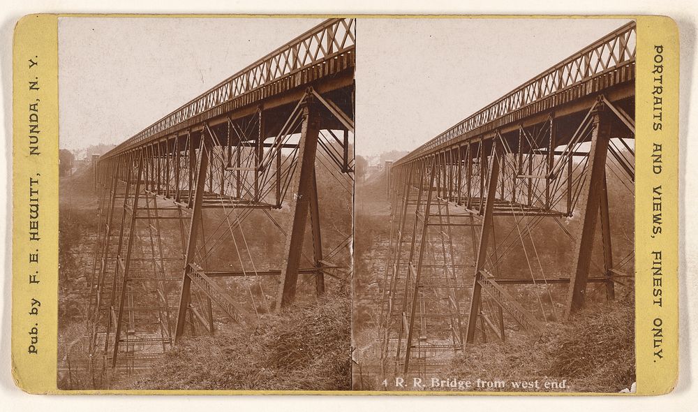 R.R. Bridge from west end. [Genesee River at Portage, New York] by F E Hewitt