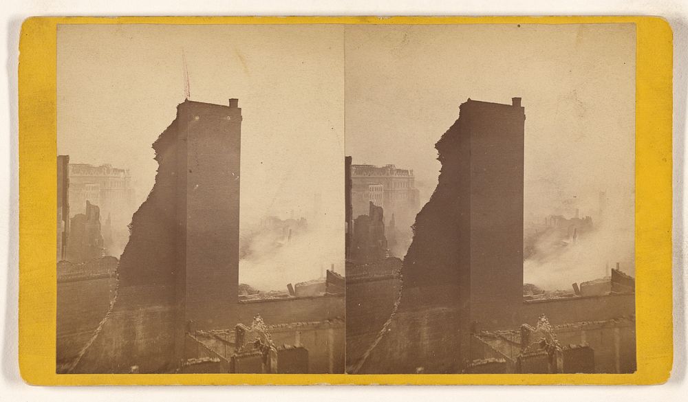 View of fire damaged bulldings, probably at Boston, Mass. by Holton and Robinson