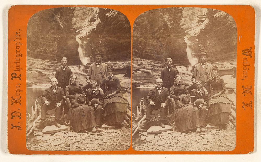 Family group portrait, posed in natural setting on rocks by James Douglas Hope