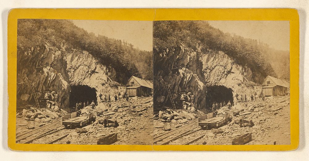 Hoosac Tunnel. East End of Tunnel. This view shows the bed of the road. The distance from this point to the Heading...one…