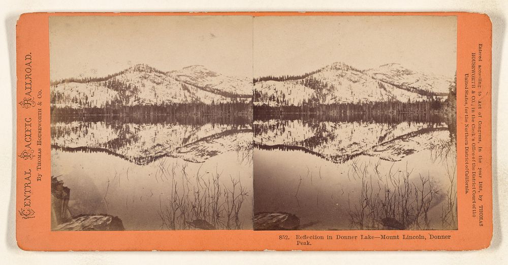 Reflection in Donner Lake - Mount Lincoln, Donner Peak. by Thomas Houseworth and Company