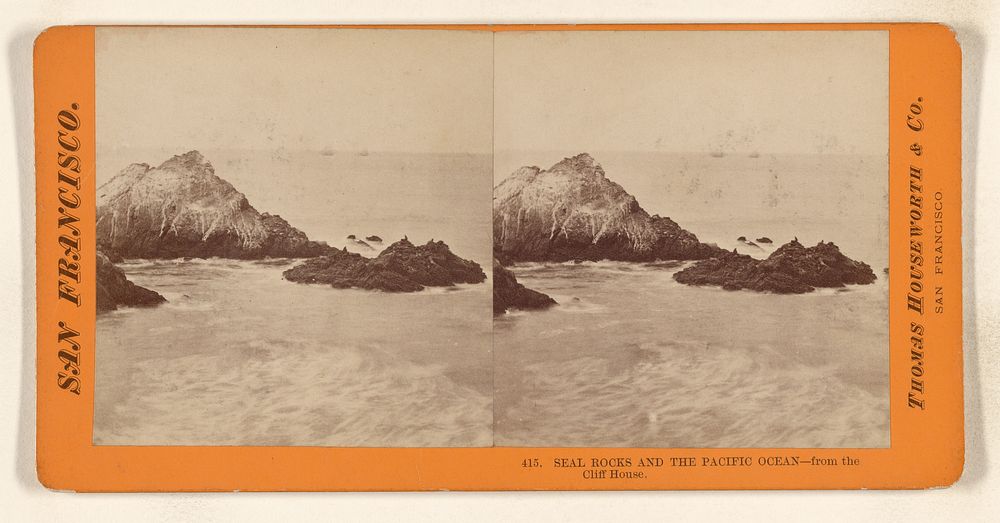 Seal Rocks and the Pacific Ocean - from the Cliff House. by Thomas Houseworth and Company