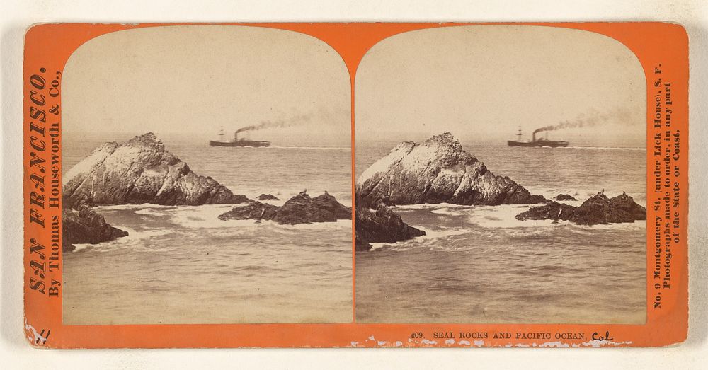 Seal Rocks and Pacific Ocean. by Thomas Houseworth and Company