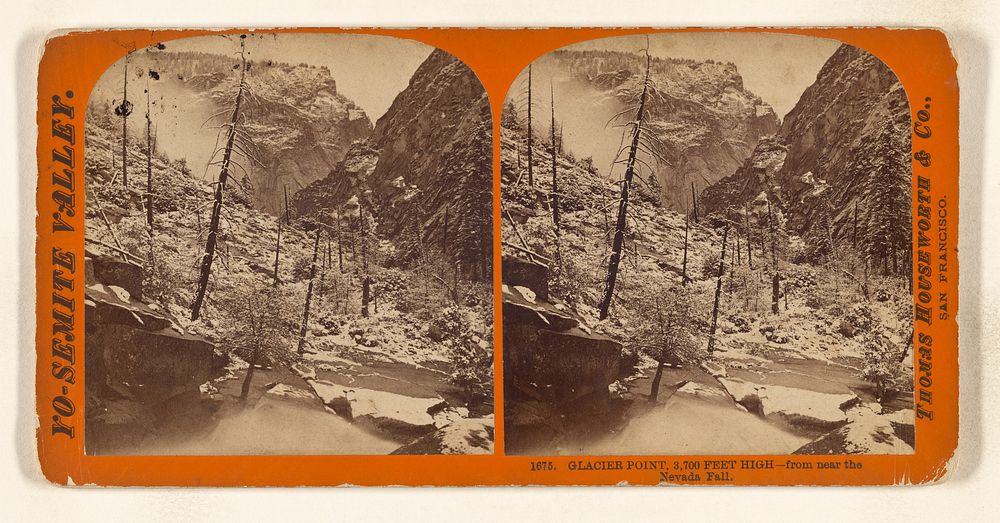 Glacier Point. 3,700 Feet High - from near the Nevada Fall. by Thomas Houseworth and Company