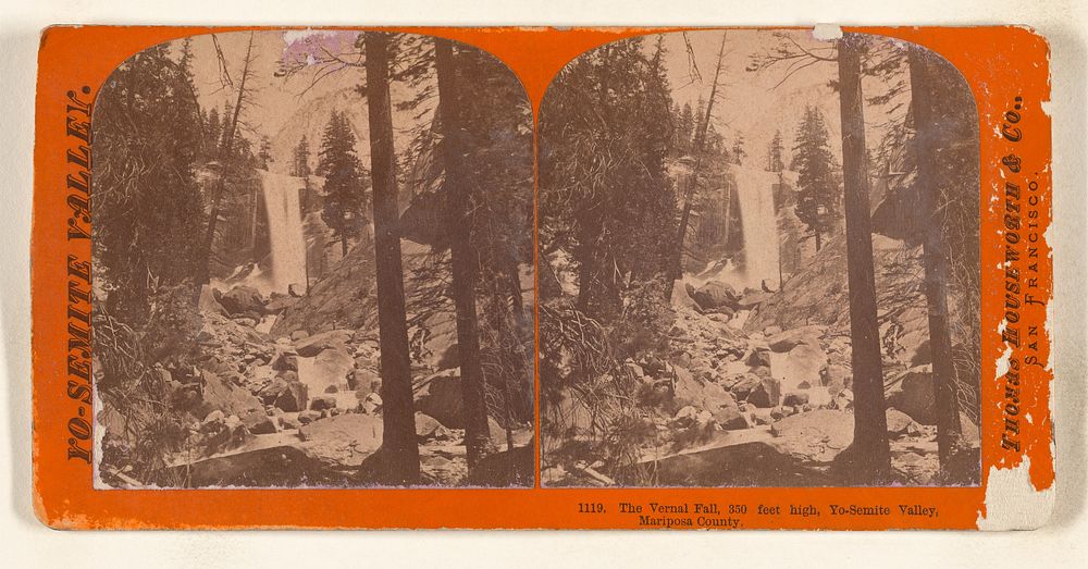 The Vernal Fall, 350 feet high, Yo-Semite Valley, Mariposa County. by Thomas Houseworth and Company