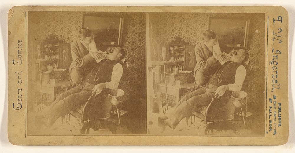 Comic scene of a man extracting a patient's tooth by Truman Ward Ingersoll
