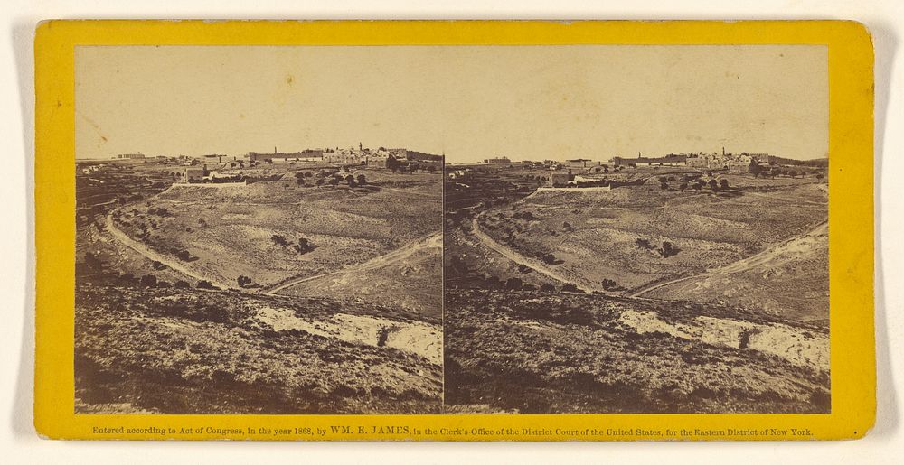 Valley of Hinnom, from Hill of Evil Counsel, looking northwest, ...Armenian Convent on Mt. Zion, Jaffa Gate and Russian…