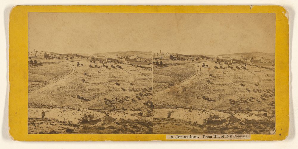 Jerusalem. From Hill of Evil Counsel. Looking north over the Valley of Hinnom, showing Mosque of Omar in Mount Moriah... by…