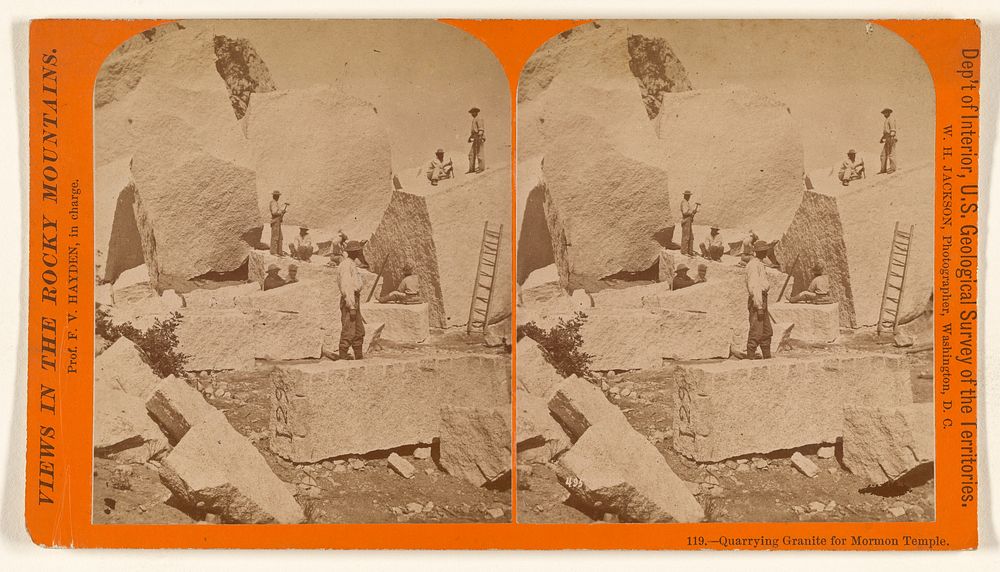 Quarrying Granite for Mormon Temple. by William Henry Jackson