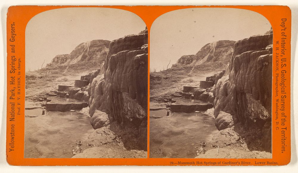 Mammoth Hot Springs of Gardiner's River. Lower Basins. by William Henry Jackson