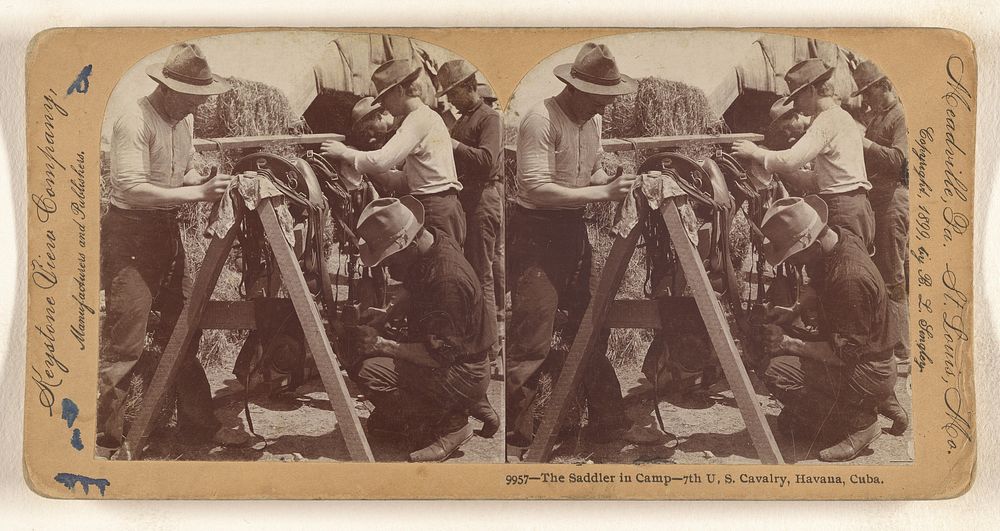 The Saddler in Camp - 7th U.S. Cavalry, Havana, Cuba. by B L Singley