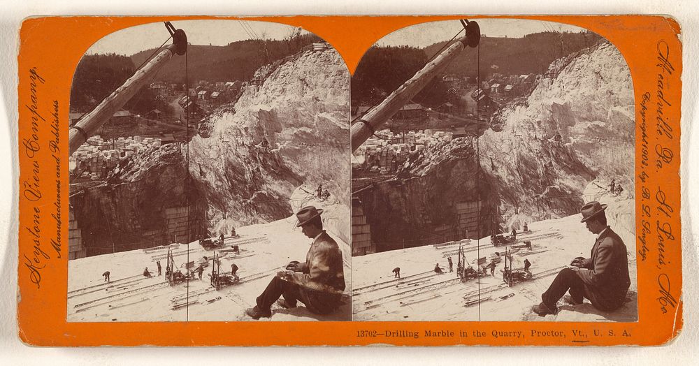 Drilling Marble in the Quarry, Proctor, Vt., U.S.A. by B L Singley