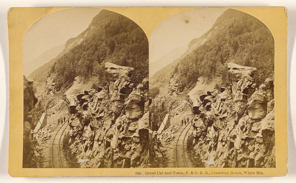 Great Cut and Train, P. & O.R.R., Crawford Notch, White Mts. by Benjamin West Kilburn