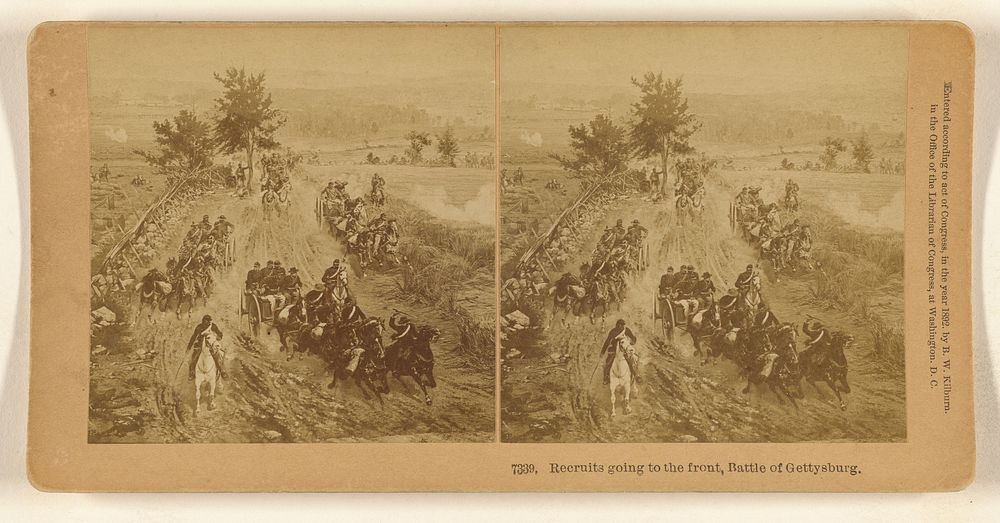 Recruits going to the front, Battle of Gettysburg. by Benjamin West Kilburn