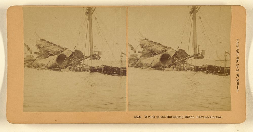 Wreck of the Battleship Maine, Havana Harbor. by Benjamin West Kilburn