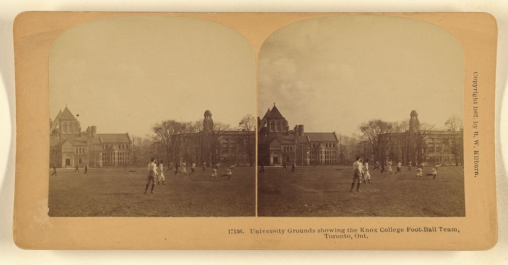 University Grounds showing the Knox College Foot-Ball Team, Toronto, Ont. by Benjamin West Kilburn