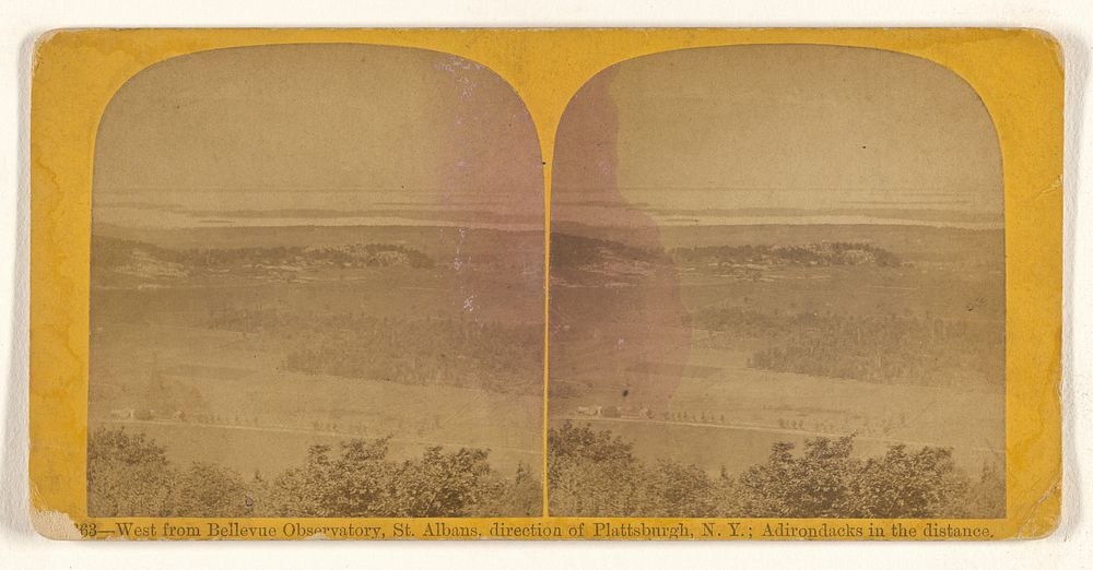 West from Bellevue Observatory, St. Albans, direction of Plattsburgh, N.Y.; Adirondacks in the distance. by Thomas G…
