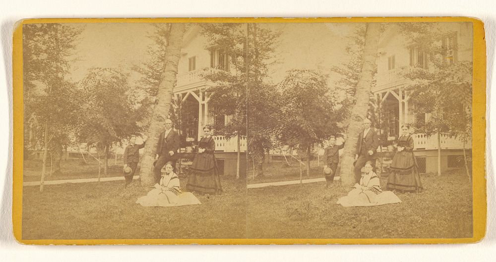 Family posed on lawn in front of house, Philadelphia, Pennsylvania by William T Purviance