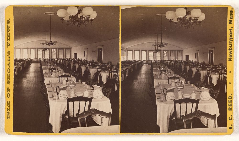 Interior of a dining hall, Isle of Shoal, Newburyport, Mass. by Selwin C Reed