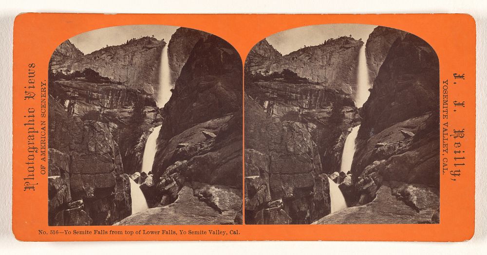 Yo Semite Falls from top of Lower Falls, Yo Semite Valley, Cal. by J J Reilly