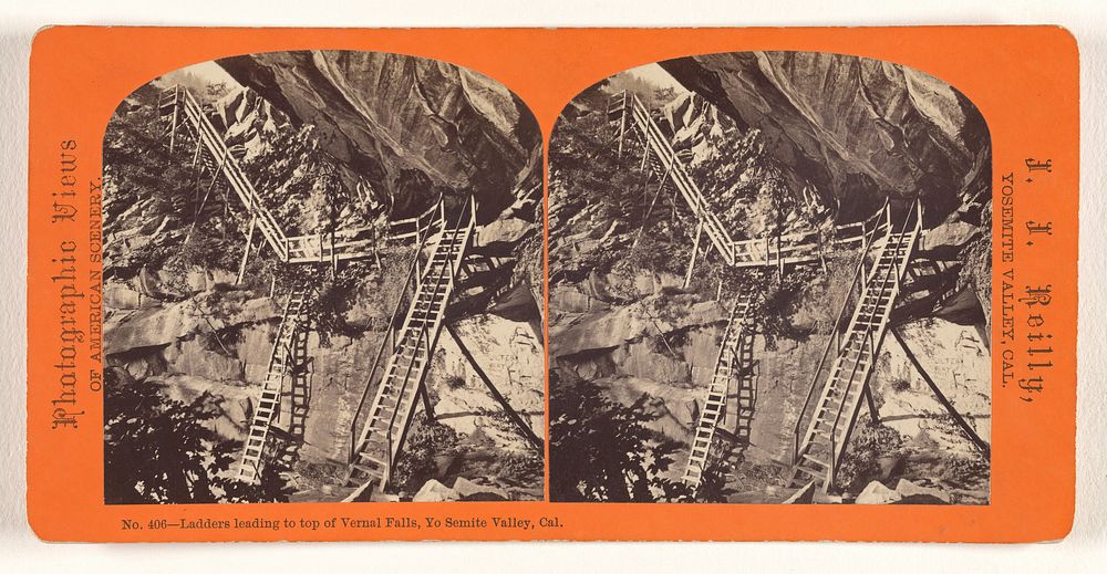 Ladders leading to top of Vernal Falls, Yo Semite Valley, Cal. by J J Reilly