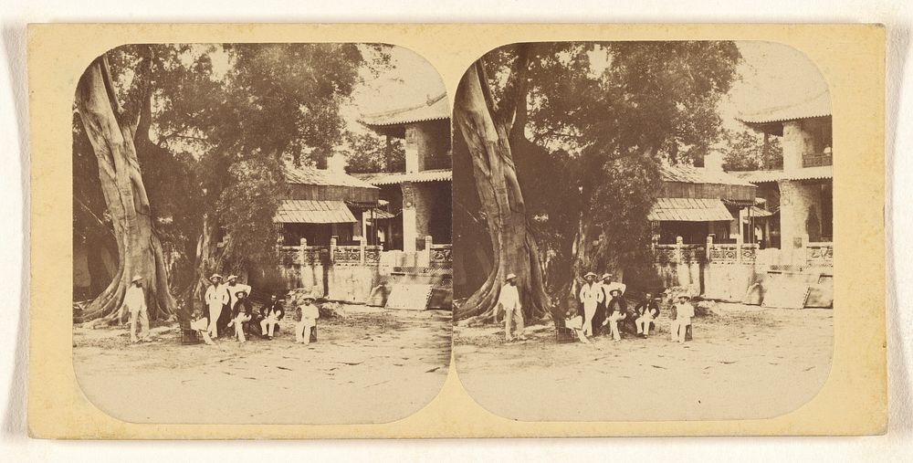 Group of British Officers, in the Garden of the Allied Commissioners' Yamun. by Pierre Joseph Rossier and Negretti and Zambra