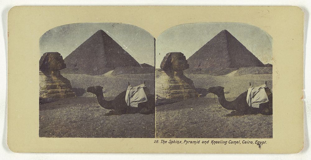 The Sphinx, Pyramid and Kneeling Camel, Cairo, Egypt.