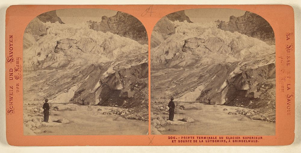 Pointe Terminale du Glacier Superieur et Source de la Lutschine, a Grindelwald. by E Lamy